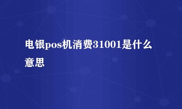电银pos机消费31001是什么意思