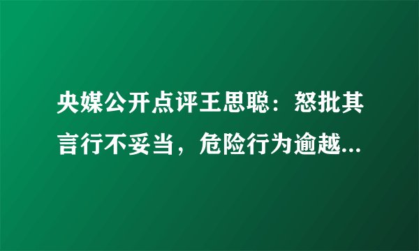 央媒公开点评王思聪：怒批其言行不妥当，危险行为逾越了正常男女间的界限！