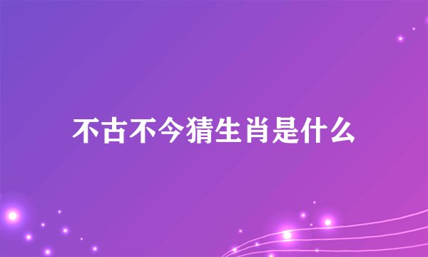 不古不今猜生肖是什么