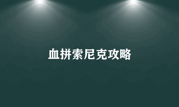 血拼索尼克攻略
