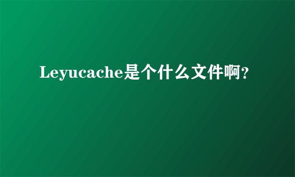 Leyucache是个什么文件啊？