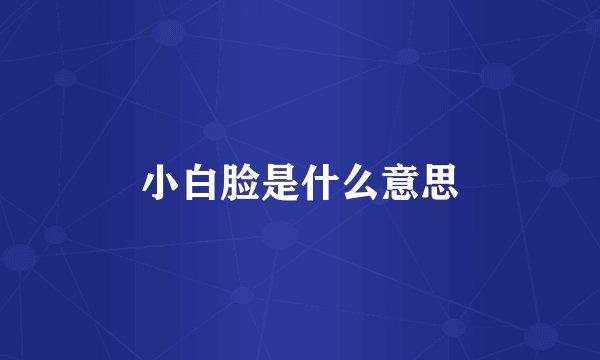 小白脸是什么意思