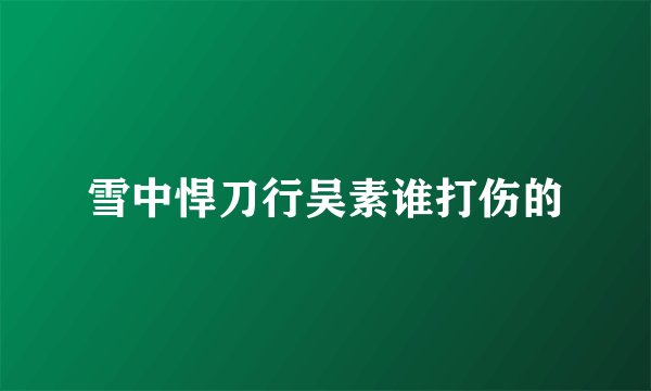 雪中悍刀行吴素谁打伤的