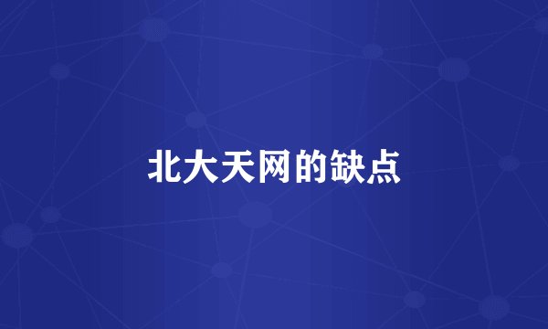 北大天网的缺点
