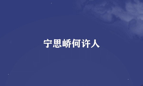 宁思峤何许人