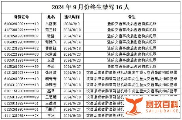 16人被陕西交警终生禁驾，90后占比最大，附名单