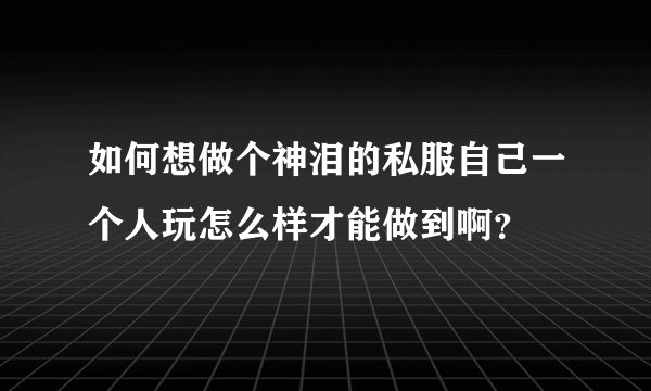 如何想做个神泪的私服自己一个人玩怎么样才能做到啊？