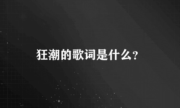 狂潮的歌词是什么？