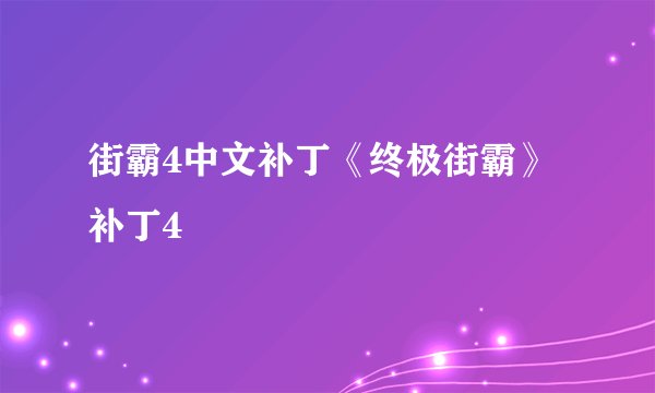 街霸4中文补丁《终极街霸》补丁4