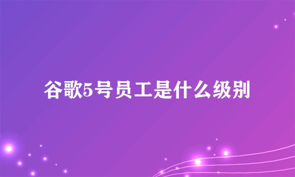 谷歌5号员工是什么级别