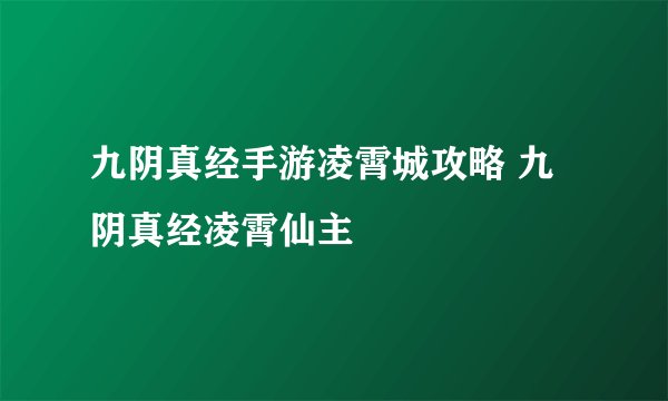 九阴真经手游凌霄城攻略 九阴真经凌霄仙主