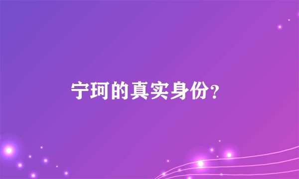 宁珂的真实身份？