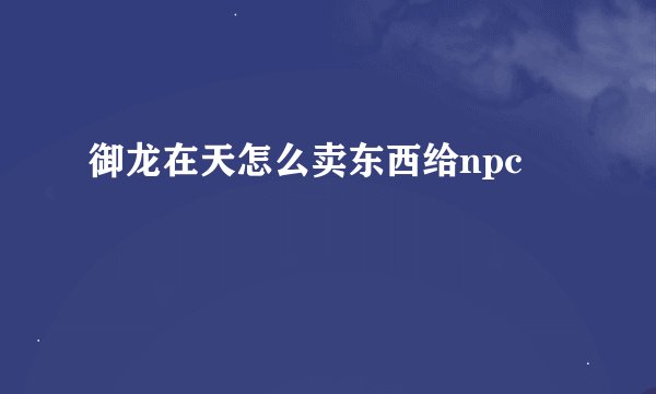 御龙在天怎么卖东西给npc