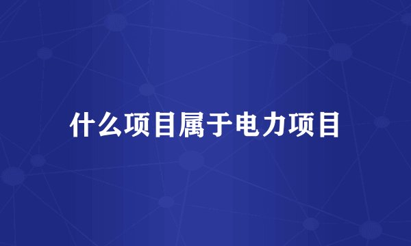 什么项目属于电力项目