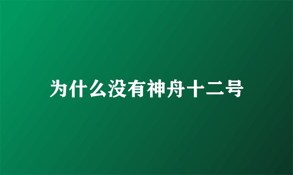 为什么没有神舟十二号