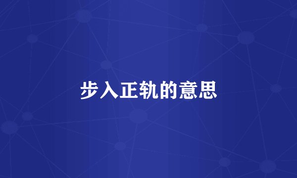 步入正轨的意思