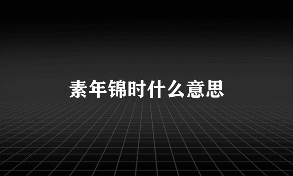 素年锦时什么意思