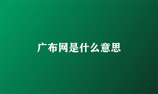 广布网是什么意思