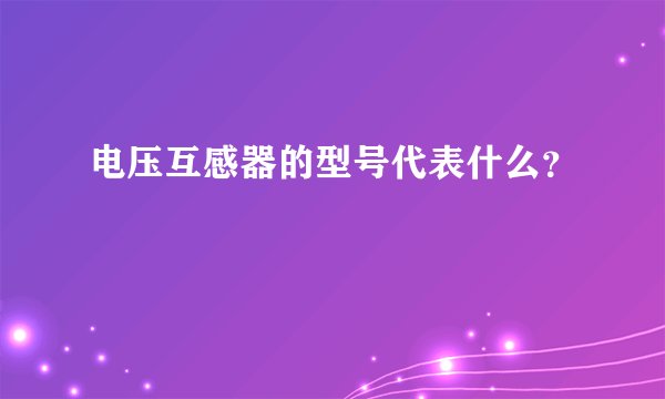 电压互感器的型号代表什么？