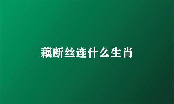 藕断丝连什么生肖