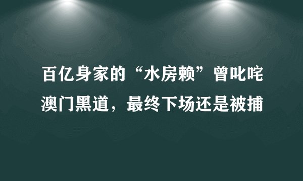 百亿身家的“水房赖”曾叱咤澳门黑道，最终下场还是被捕