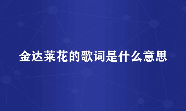 金达莱花的歌词是什么意思