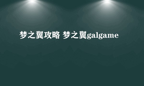 梦之翼攻略 梦之翼galgame