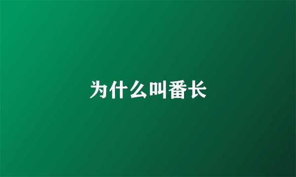 为什么叫番长
