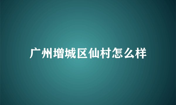 广州增城区仙村怎么样