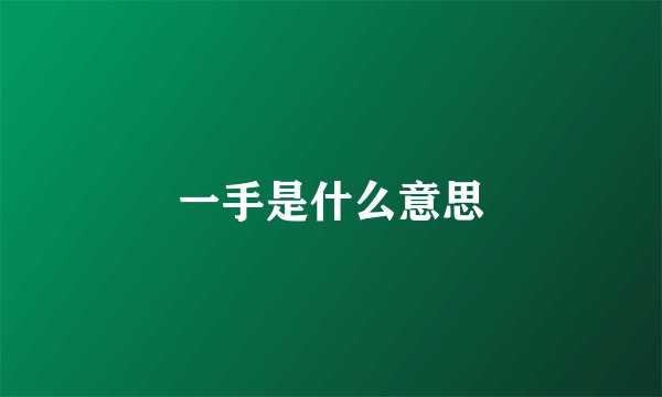 一手是什么意思