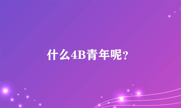 什么4B青年呢？