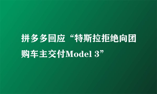 拼多多回应“特斯拉拒绝向团购车主交付Model 3”