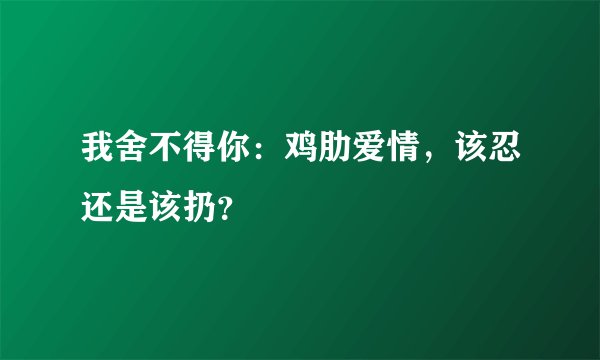 我舍不得你：鸡肋爱情，该忍还是该扔？