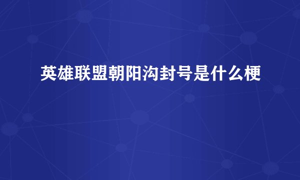 英雄联盟朝阳沟封号是什么梗