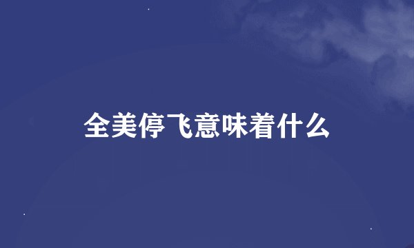 全美停飞意味着什么