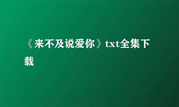 《来不及说爱你》txt全集下载