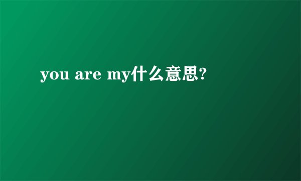 you are my什么意思?