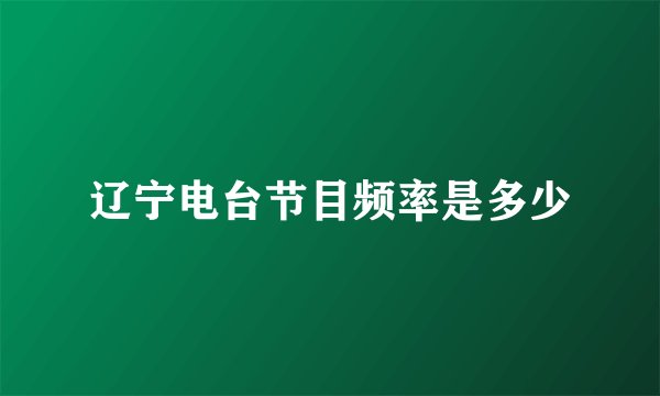 辽宁电台节目频率是多少