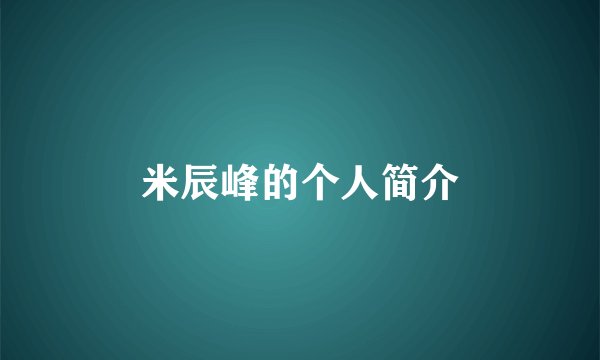 米辰峰的个人简介