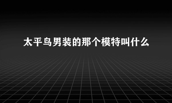 太平鸟男装的那个模特叫什么