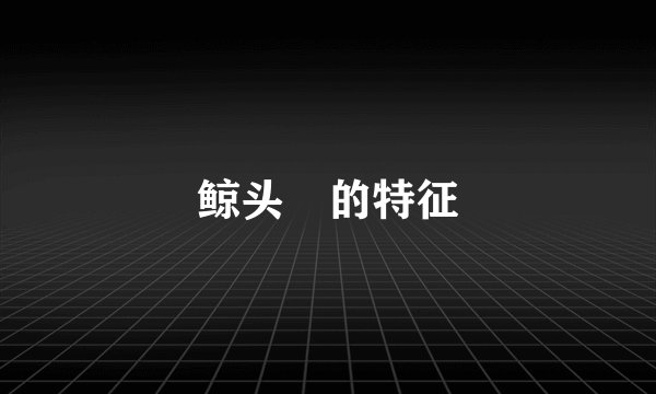 鲸头懽的特征