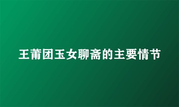 王莆团玉女聊斋的主要情节