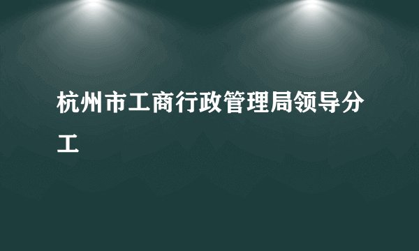杭州市工商行政管理局领导分工