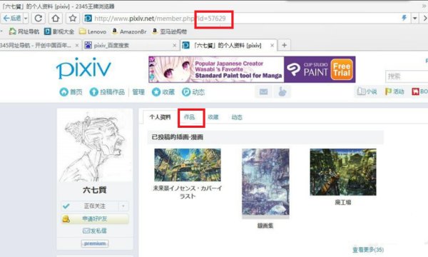 如何在p站搜索画师id号？