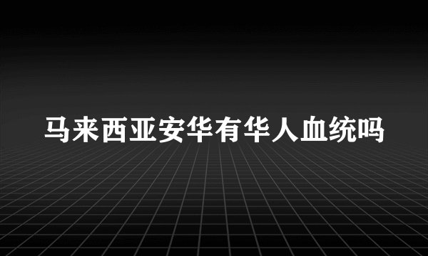 马来西亚安华有华人血统吗