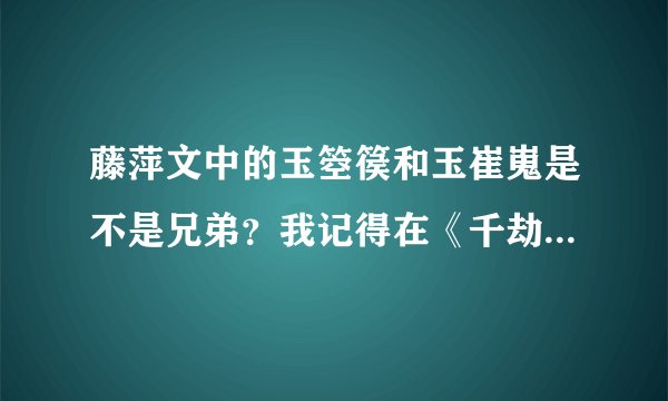 藤萍文中的玉箜篌和玉崔嵬是不是兄弟？我记得在《千劫眉》的前面好像提过，但我忘