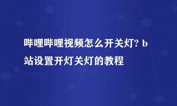 哔哩哔哩视频怎么开关灯? b站设置开灯关灯的教程