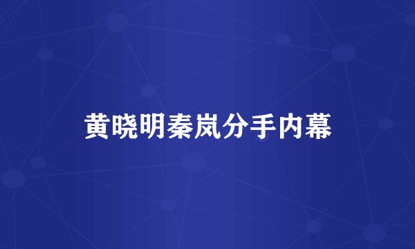 黄晓明秦岚分手内幕