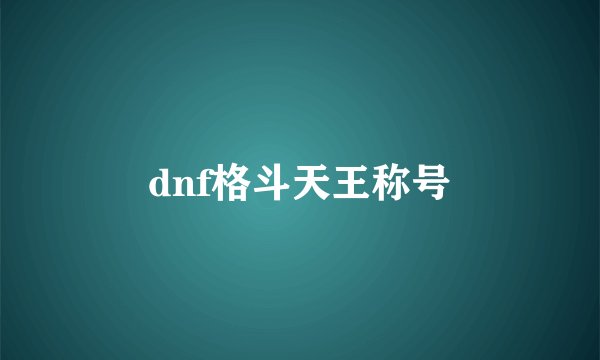 dnf格斗天王称号