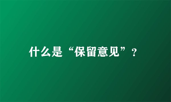 什么是“保留意见”？